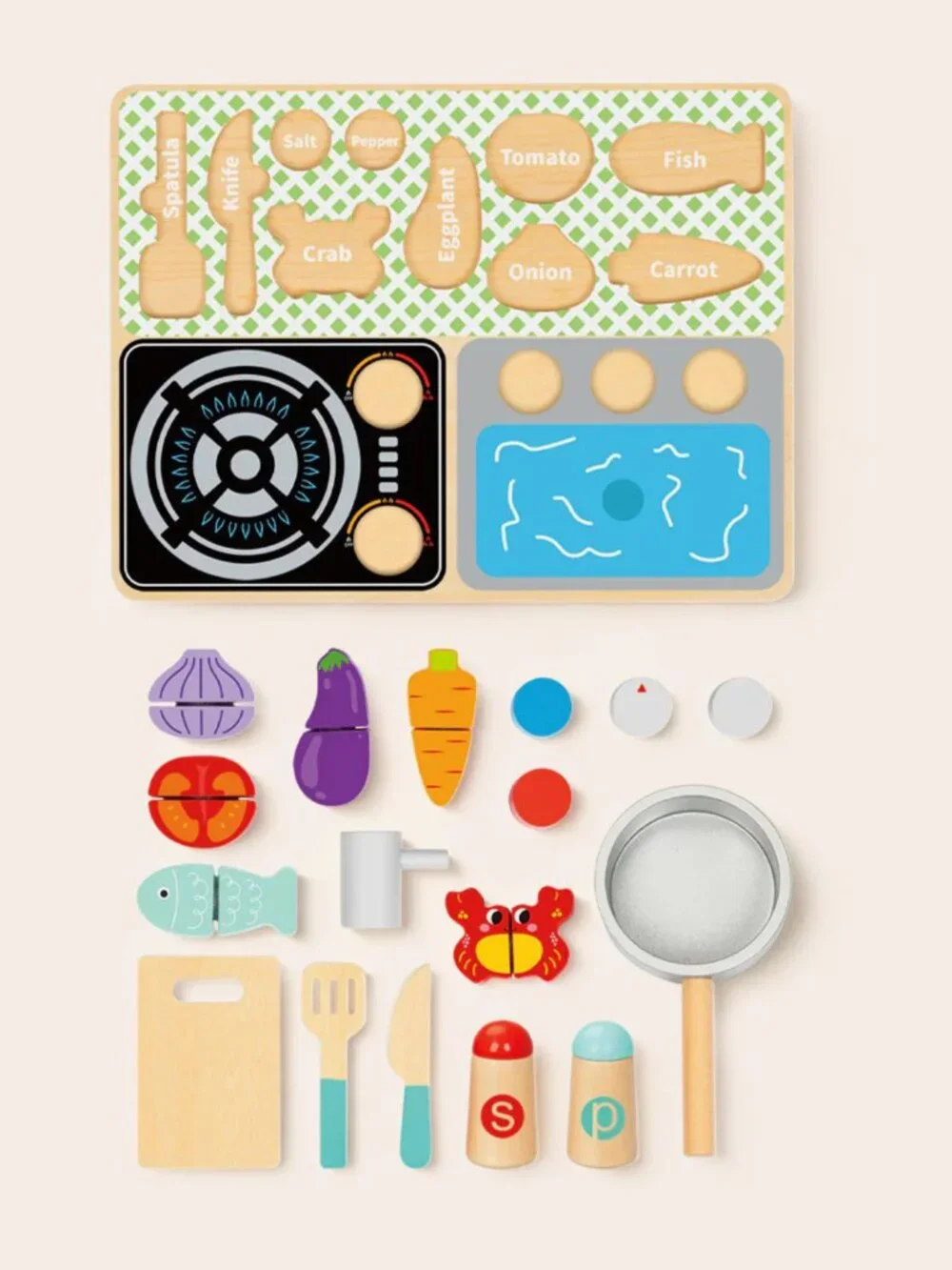 NEW Montessori Wooden Kitchen Play Set Pretend Cooking Toy Kids Gift